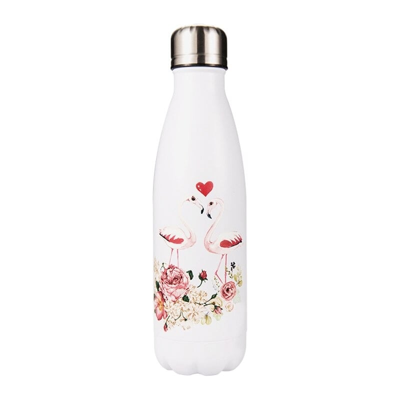Bouteille isotherme 500 ml flamant rose couple