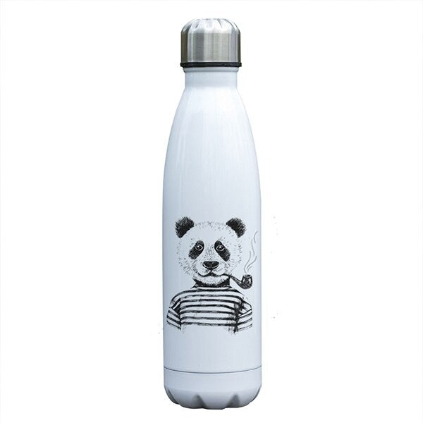 bouteille isotherme motif panda fumant la pipe
