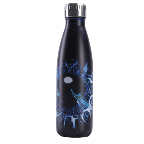 bouteille isotherme en acier inoxydable gourde inox noir motif mystère de l'univers