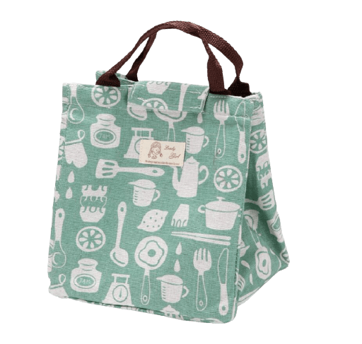 Lunch bag thermos vert motif cuisine