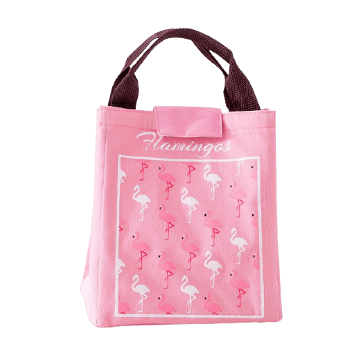 Lunch bag isotherme rose flamingos