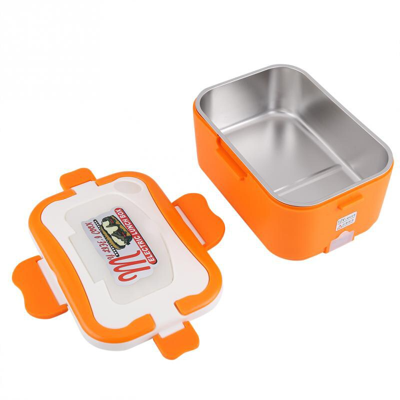 lunch box chauffante electrique 12v voiture et camion orange compartiment