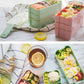 lunch box healthy beige rosa und blau mit Mahlzeiten