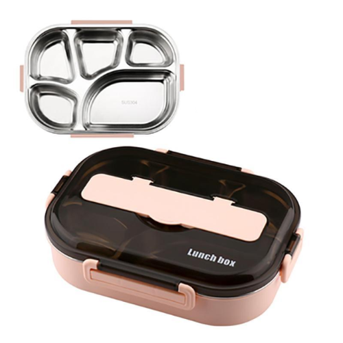 lunch box isotherme inox rose cinq compartiments