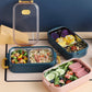 lunchbox blau rosa mit gesundem essen