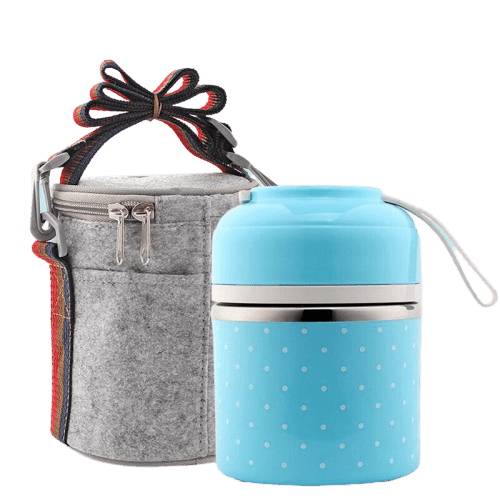 lunch box isotherme bleue un compartiment avec sac